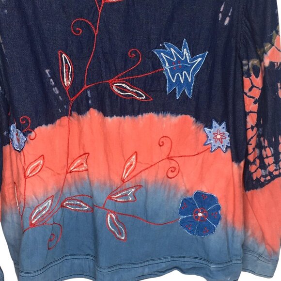 Alex Ku Jacket Womens Small Embroidered Boho Button Up Festival Floral - Picture 11 of 13